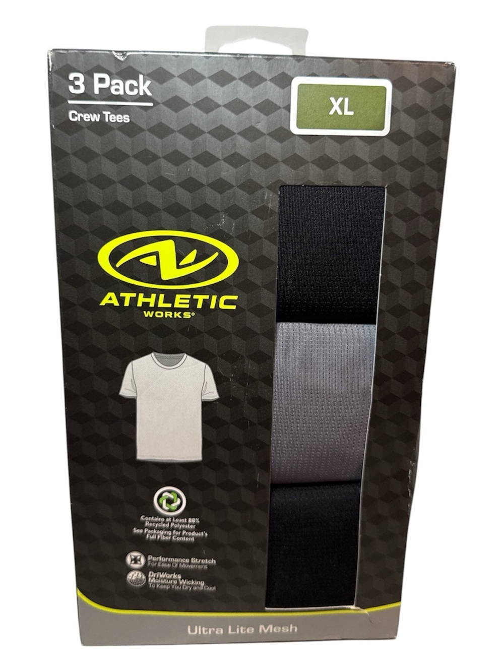 NEW! Athletic Works Men's Ultra Lite Mesh Crew T-shirts 3 PACK S XL XXL